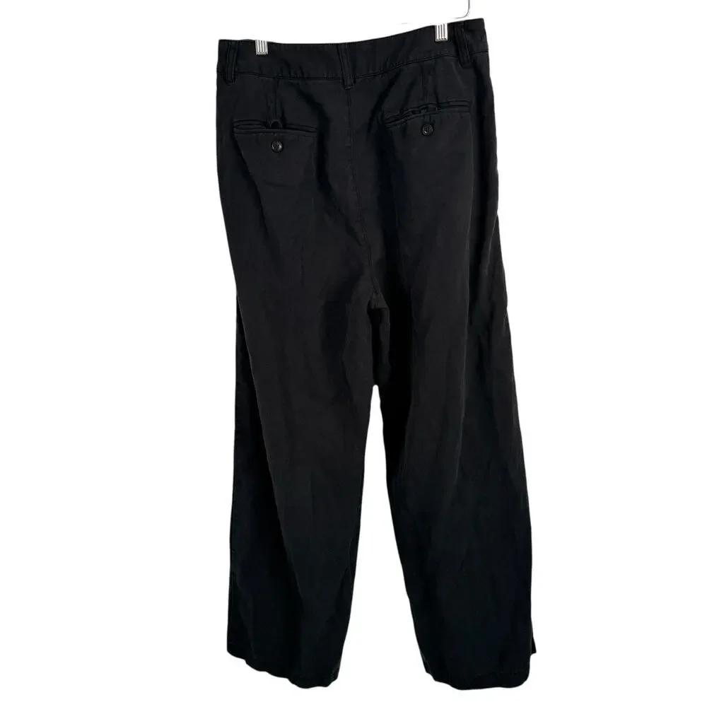 Madewell Harlow Wide Leg Pant Drapey Twill True Black Lyocell Linen Womens 8 - Picture 4 of 8